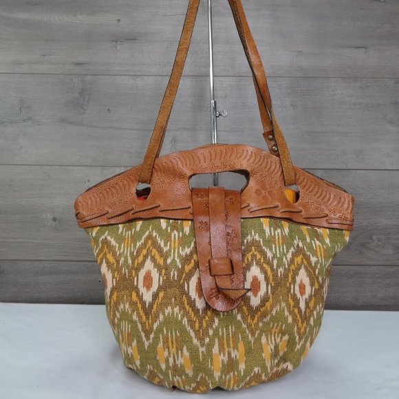 Patricia Nash Handbags - Patricia Nash Multicolor Canvas Leather Shoulder Bag Satchel Tote Purse